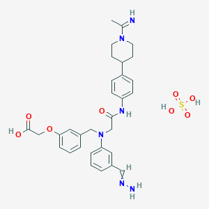 2-[3-[(N-[2-[4-(1-ethanimidoylpiperidin-4-yl)anilino]-2-oxoethyl]-3-methanehydrazonoylanilino)methyl]phenoxy]acetic acid;sulfuric acid