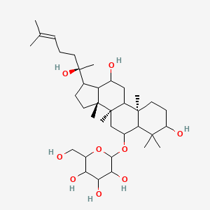 molecular formula C36H62O9 B15508420 2-[[(8R,10R,14R)-3,12-dihydroxy-17-[(2R)-2-hydroxy-6-methylhept-5-en-2-yl]-4,4,8,10,14-pentamethyl-2,3,5,6,7,9,11,12,13,15,16,17-dodecahydro-1H-cyclopenta[a]phenanthren-6-yl]oxy]-6-(hydroxymethyl)oxane-3,4,5-triol 