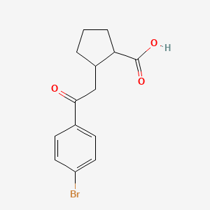 molecular formula C14H15BrO3 B15508429 2-[2-(4-Bromophenyl)-2-oxoethyl]cyclopentane-1-carboxylic acid 