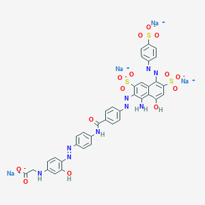 molecular formula C37H25N9Na4O14S3 B15508524 Glycine, N-[4-[[4-[[4-[[1-amino-8-hydroxy-3,6-disulfo-7-[(4-sulfophenyl)azo]-2-naphthalenyl]azo]benzoyl]amino]phenyl]azo]-3-hydroxyphenyl] (sodium salt) 