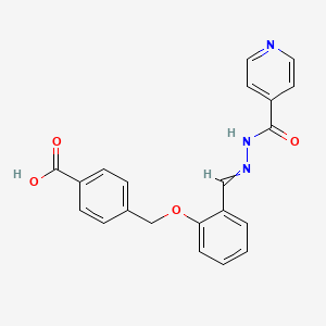 molecular formula C21H17N3O4 B15508531 (E)-4-((2-((2-isonicotinoylhydrazono)methyl)phenoxy)methyl)benzoic acid 