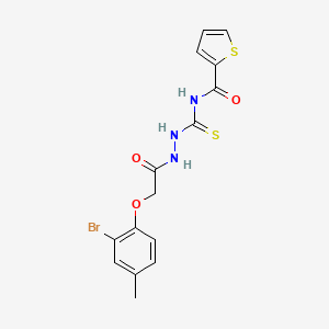 molecular formula C15H14BrN3O3S2 B15508555 N-({2-[(2-bromo-4-methylphenoxy)acetyl]hydrazinyl}carbonothioyl)thiophene-2-carboxamide 