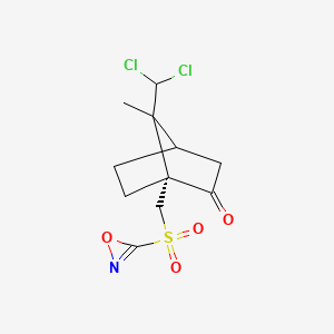 molecular formula C11H13Cl2NO4S B15508572 (1R)-7-(dichloromethyl)-7-methyl-1-(oxaziren-3-ylsulfonylmethyl)bicyclo[2.2.1]heptan-2-one 