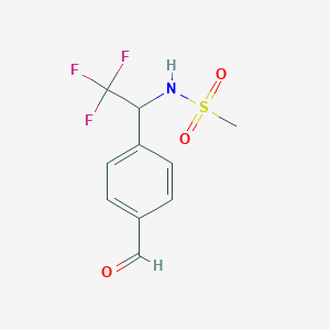 molecular formula C10H10F3NO3S B15508580 N-[2,2,2-trifluoro-1-(4-formylphenyl)ethyl]methanesulfonamide 