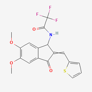 N-[5,6-dimethoxy-3-oxo-2-(thiophen-2-ylmethylidene)-1H-inden-1-yl]-2,2,2-trifluoroacetamide