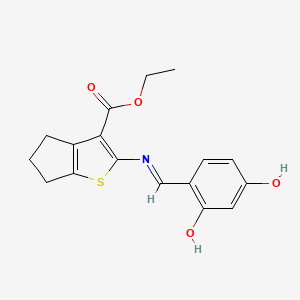 2-[(2,4-Dihydroxy-benzylidene)-amino]-5,6-dihydro-4H-cyclopenta[b]thiophene-3-carboxylic acid ethyl ester