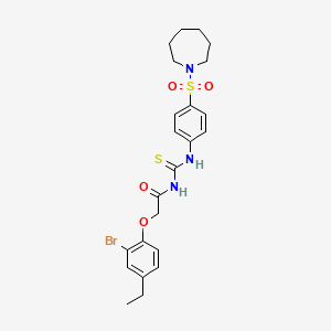 molecular formula C23H28BrN3O4S2 B15508727 N-{[4-(azepan-1-ylsulfonyl)phenyl]carbamothioyl}-2-(2-bromo-4-ethylphenoxy)acetamide 