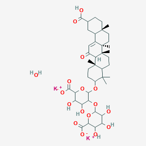 dipotassium;6-[2-[[(6aR,6bS,8aR,14bS)-11-carboxy-4,4,6a,6b,8a,14b-hexamethyl-14-oxo-1,2,3,4a,5,6,7,8,9,10,11,12,12a,14a-tetradecahydropicen-3-yl]oxy]-6-carboxylato-4,5-dihydroxyoxan-3-yl]oxy-3,4,5-trihydroxyoxane-2-carboxylate;hydrate