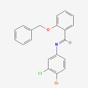 molecular formula C20H15BrClNO B15508785 N-{(E)-[2-(benzyloxy)phenyl]methylidene}-4-bromo-3-chloroaniline 