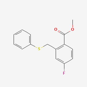 molecular formula C15H13FO2S B15508822 Methyl 4-fluoro-2-((phenylthio)methyl)benzoate 