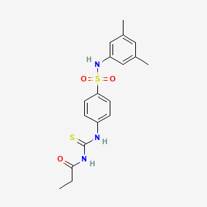 molecular formula C18H21N3O3S2 B15508866 N-({4-[(3,5-dimethylphenyl)sulfamoyl]phenyl}carbamothioyl)propanamide 