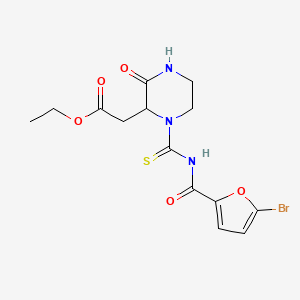 molecular formula C14H16BrN3O5S B15508879 Ethyl (1-{[(5-bromofuran-2-yl)carbonyl]carbamothioyl}-3-oxopiperazin-2-yl)acetate 