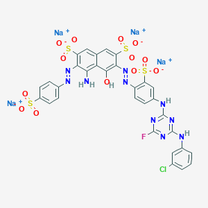 4-Amino-6-5-4-(3-chlorophenyl)amino-6-fluoro-1,3,5-triazin-2-ylamino-2-sulphonatophenylazo-5-hydroxy-3-(4-sul phonatophenyl)azonaphthalene-2,7-disulphonate (sodium salt)