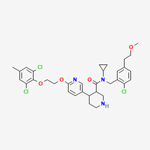 molecular formula C33H38Cl3N3O4 B15508990 N-[[2-chloro-5-(2-methoxyethyl)phenyl]methyl]-N-cyclopropyl-4-[6-[2-(2,6-dichloro-4-methylphenoxy)ethoxy]pyridin-3-yl]piperidine-3-carboxamide 