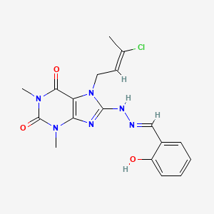 7-(3-Chlorobut-2-en-1-yl)-8-(2-(2-hydroxybenzylidene)hydrazinyl)-1,3-dimethyl-1H-purine-2,6(3H,7H)-dione