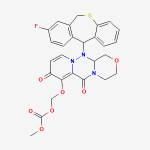 molecular formula C27H24FN3O7S B15509080 [2-(8-Fluoro-6,11-dihydrobenzo[c][1]benzothiepin-11-yl)-9,12-dioxo-5-oxa-1,2,8-triazatricyclo[8.4.0.03,8]tetradeca-10,13-dien-11-yl]oxymethyl methyl carbonate 