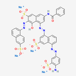 molecular formula C43H26N8Na4O14S4 B15509141 8-4-(4-Amino-3-sulphonatophenyl)azo-6-sulphonatonaphthylazo-5-6-(benzoylamino)-1-hydroxy-3-sulphonato-2-naphthyl azonaphthalene-2-sulphonate (sodium salt) 