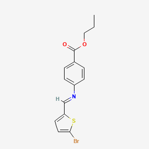 molecular formula C15H14BrNO2S B15509183 propyl 4-{[(E)-(5-bromothiophen-2-yl)methylidene]amino}benzoate 