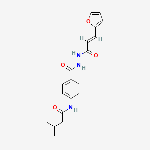 molecular formula C19H21N3O4 B15509239 N-[4-({2-[(2E)-3-(furan-2-yl)prop-2-enoyl]hydrazinyl}carbonyl)phenyl]-3-methylbutanamide 