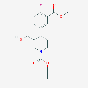 Tert-butyl 4-(4-fluoro-3-methoxycarbonylphenyl)-3-(hydroxymethyl)piperidine-1-carboxylate