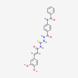 N-{4-[(2-{[(2E)-3-(3,4-dimethoxyphenyl)prop-2-enoyl]carbamothioyl}hydrazinyl)carbonyl]phenyl}benzamide