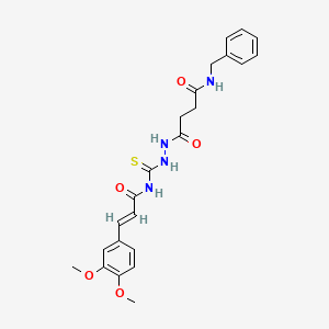 N-benzyl-4-(2-{[(2E)-3-(3,4-dimethoxyphenyl)prop-2-enoyl]carbamothioyl}hydrazinyl)-4-oxobutanamide