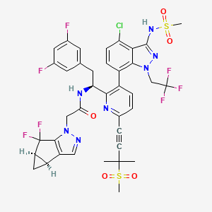 N-((S)-1-(3-(4-Chloro-3-(methylsulfonamido)-1-(2,2,2-trifluoroethyl)-1H-indazol-7-yl)-6-(3-methyl-3-(methylsulfonyl)but-1-yn-1-yl)pyridin-2-yl)-2-(3,5-difluorophenyl)ethyl)-2-((3bS,4aR)-5,5-difluoro-3b,4,4a,5-tetrahydro-1H-cyclopropa[3,4]cyclopenta[1,2-c]pyrazol-1-yl)acetamide