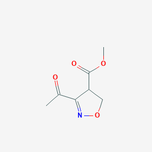 molecular formula C7H9NO4 B155103 Methyl 3-acetyl-4,5-dihydroisoxazole-4-carboxylate CAS No. 132659-36-0