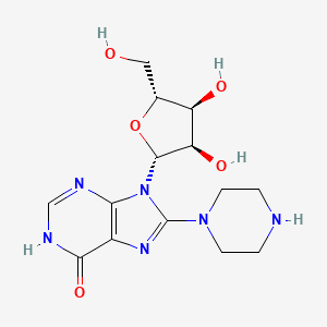 (2R,3R,4S,5R)-2-(6-Hydroxy-8-(piperazin-1-yl)-9H-purin-9-yl)-5-(hydroxymethyl)tetrahydrofuran-3,4-diol