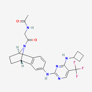 molecular formula C23H25F3N6O2 B15511824 Acetamide, N-[2-[(1R,4S)-6-[[4-(cyclobutylamino)-5-(trifluoromethyl)-2-pyrimidinyl]amino]-1,2,3,4-tetrahydronaphthalen-1,4-imin-9-yl]-2-oxoethyl]- CAS No. 942487-62-9