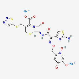 molecular formula C21H16N8Na2O8S4 B15511973 disodium;(6R,7R)-7-[[(2E)-2-(2-amino-1,3-thiazol-4-yl)-2-[(1-hydroxy-5-oxido-4-oxopyridin-2-yl)methoxyimino]acetyl]amino]-8-oxo-3-(thiadiazol-5-ylsulfanylmethyl)-5-thia-1-azabicyclo[4.2.0]oct-2-ene-2-carboxylate 