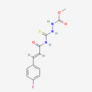 molecular formula C12H12FN3O3S B15512383 methyl 2-{[(2E)-3-(4-fluorophenyl)prop-2-enoyl]carbamothioyl}hydrazinecarboxylate 