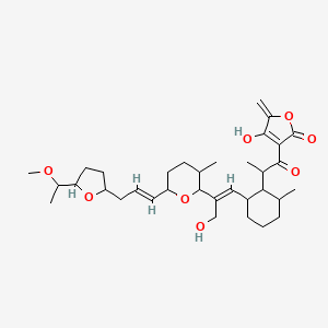 4-hydroxy-3-[2-[2-[(E)-3-hydroxy-2-[6-[(E)-3-[5-(1-methoxyethyl)oxolan-2-yl]prop-1-enyl]-3-methyloxan-2-yl]prop-1-enyl]-6-methylcyclohexyl]propanoyl]-5-methylidenefuran-2-one