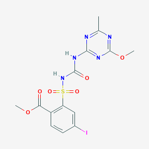 molecular formula C14H14IN5O6S B155189 4-碘-2-(N-(4-甲氧基-6-甲基-1,3,5-三嗪-2-基氨基羰基)磺酰氨基)苯甲酸甲酯 CAS No. 144550-06-1