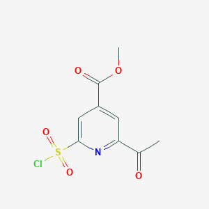 molecular formula C9H8ClNO5S B15519603 Methyl 2-acetyl-6-(chlorosulfonyl)isonicotinate 