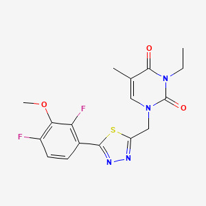 molecular formula C17H16F2N4O3S B15522418 1-((5-(2,4-Difluoro-3-methoxyphenyl)-1,3,4-thiadiazol-2-yl)methyl)-3-ethyl-5-methylpyrimidine-2,4(1H,3H)-dione 