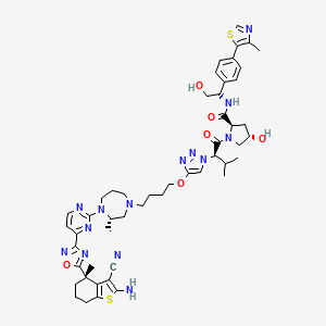 molecular formula C50H62N14O6S2 B15522674 (2R,4S)-1-((R)-2-(4-(4-((S)-4-(4-(5-((S)-2-Amino-3-cyano-4-methyl-4,5,6,7-tetrahydrobenzo[b]thiophen-4-yl)-1,2,4-oxadiazol-3-yl)pyrimidin-2-yl)-3-methyl-1,4-diazepan-1-yl)butoxy)-1H-1,2,3-triazol-1-yl)-3-methylbutanoyl)-4-hydroxy-N-((S)-2-hydroxy-1-(4-(4-methylthiazol-5-yl)phenyl)ethyl)pyrrolidine-2-carboxamide 