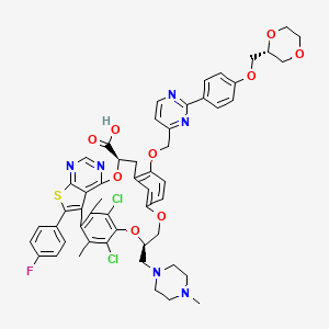 molecular formula C53H51Cl2FN6O9S B15522960 (7R,16R)-19,23-dichloro-10-{[2-(4-{[(2R)-1,4-dioxan-2-yl]methoxy}phenyl)pyrimidin-4-yl]methoxy}-1-(4-fluorophenyl)-20,22-dimethyl-16-[(4-methylpiperazin-1-yl)methyl]-7,8,15,16-tetrahydro-18,21-etheno-13,9-(metheno)-6,14,17-trioxa-2-thia-3,5-diazacyclononadeca[1,2,3-cd]indene-7-carboxylic acid 