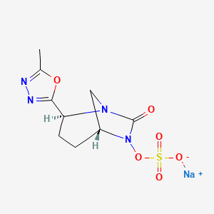 molecular formula C9H11N4NaO6S B15522989 sodium;[(2S,5R)-2-(5-methyl-1,3,4-oxadiazol-2-yl)-7-oxo-1,6-diazabicyclo[3.2.1]octan-6-yl] sulfate 