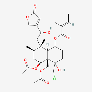 molecular formula C29H41ClO10 B15523059 [(4aR,5S,7R,8S,8aR)-5-acetyloxy-4a-(acetyloxymethyl)-4-(chloromethyl)-4-hydroxy-8-[(2R)-2-hydroxy-2-(5-oxo-2H-furan-3-yl)ethyl]-7,8-dimethyl-2,3,5,6,7,8a-hexahydro-1H-naphthalen-1-yl] (E)-2-methylbut-2-enoate 