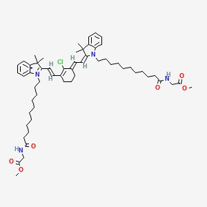 methyl 2-[11-[(2E)-2-[(2E)-2-[2-chloro-3-[(E)-2-[1-[11-[(2-methoxy-2-oxoethyl)amino]-11-oxoundecyl]-3,3-dimethylindol-1-ium-2-yl]ethenyl]cyclohex-2-en-1-ylidene]ethylidene]-3,3-dimethylindol-1-yl]undecanoylamino]acetate