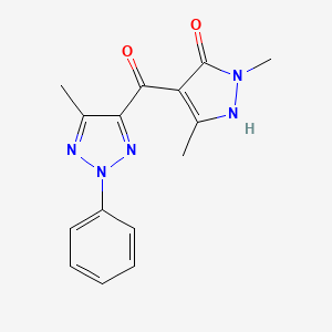 molecular formula C15H15N5O2 B15523250 (5-Hydroxy-1,3-dimethyl-pyrazol-4-YL)(5-methyl-2-phenyl-1,2,3-triazol-4-YL)methanone 