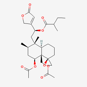 molecular formula C29H42O9 B15524239 [(1S)-2-[(1S,2R,4S,4aR,5R,8aR)-4-acetyloxy-4a-(acetyloxymethyl)-1,2-dimethylspiro[3,4,6,7,8,8a-hexahydro-2H-naphthalene-5,2'-oxirane]-1-yl]-1-(5-oxo-2H-furan-3-yl)ethyl] 2-methylbutanoate 