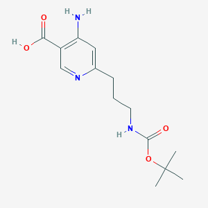 molecular formula C14H21N3O4 B15524596 4-Amino-6-(3-((tert-butoxycarbonyl)amino)propyl)nicotinic acid 