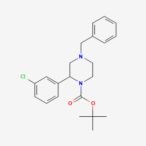 molecular formula C22H27ClN2O2 B15525118 Tert-butyl 2-(3-chlorophenyl)-4-benzylpiperazine-1-carboxylate 