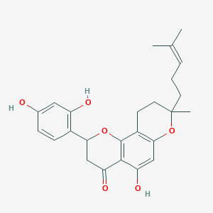 molecular formula C25H28O6 B15525407 2-(2,4-Dihydroxyphenyl)-5-hydroxy-8-methyl-8-(4-methylpent-3-enyl)-2,3,9,10-tetrahydropyrano[2,3-h]chromen-4-one 