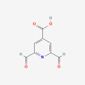 molecular formula C8H5NO4 B15525541 2,6-Diformylisonicotinic acid 