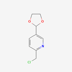 molecular formula C9H10ClNO2 B15525609 2-(Chloromethyl)-5-(1,3-dioxolan-2-YL)pyridine 