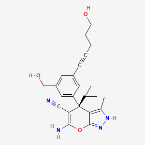 (4S)-6-amino-4-[3-(hydroxymethyl)-5-(5-hydroxypent-1-ynyl)phenyl]-3-methyl-4-propan-2-yl-2H-pyrano[2,3-c]pyrazole-5-carbonitrile