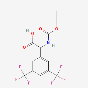 molecular formula C15H15F6NO4 B15526008 (2R)-2-[(Tert-butoxy)carbonylamino]-2-[3,5-bis(trifluoromethyl)phenyl]acetic acid 